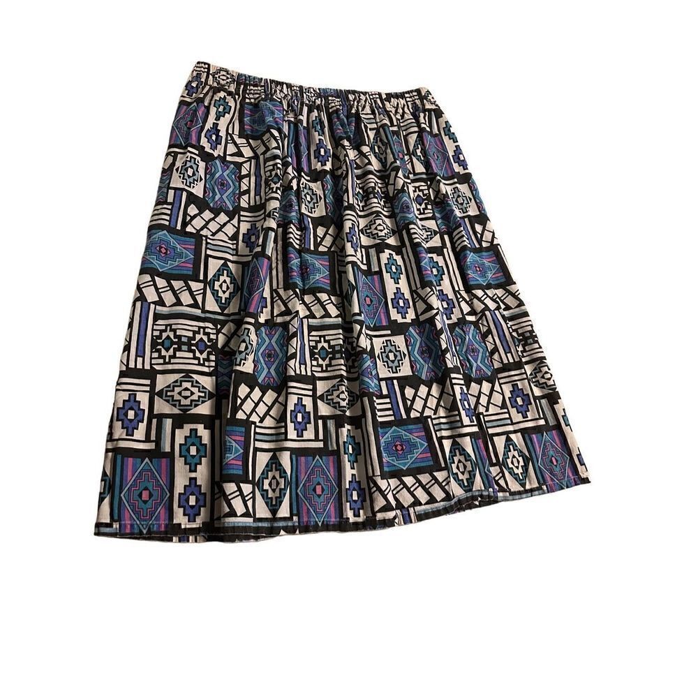 Vintage Handmade Women’s Aztec Southwestern Blue Knee Length Skirt Size 2X